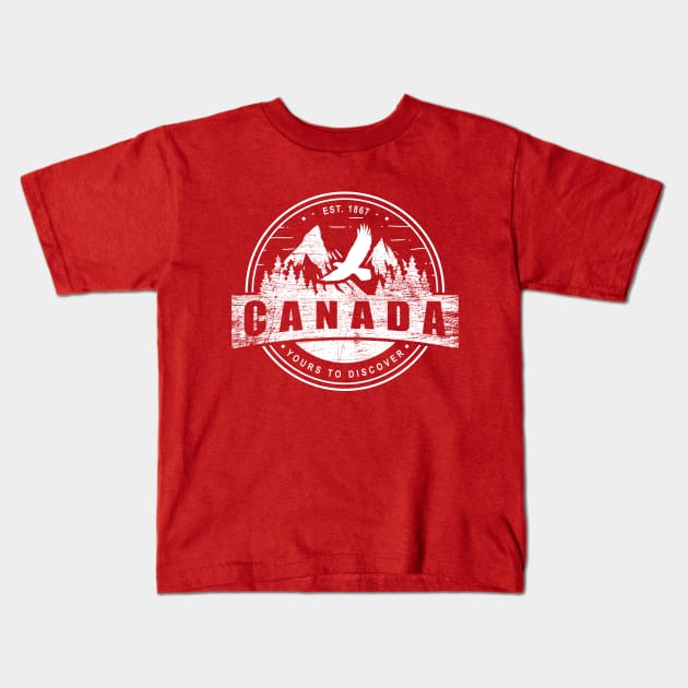 Canada Mountains Yours to Discover Outdoor Lovers Canadian Nature Love - wht Kids T-Shirt by QualiTshirt